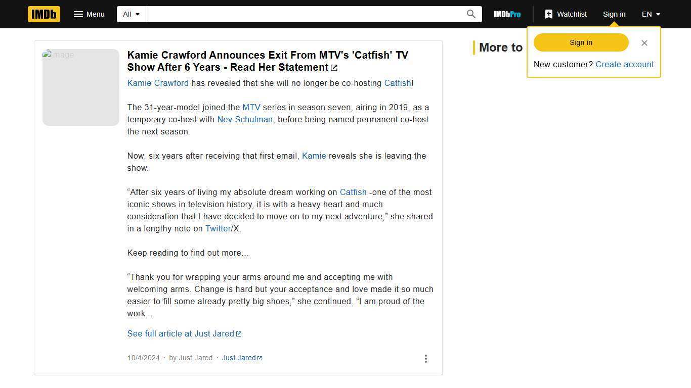 Kamie Crawford Announces Exit From MTV's 'Catfish' TV Show After 6 Years - Read Her Statement - IMDb